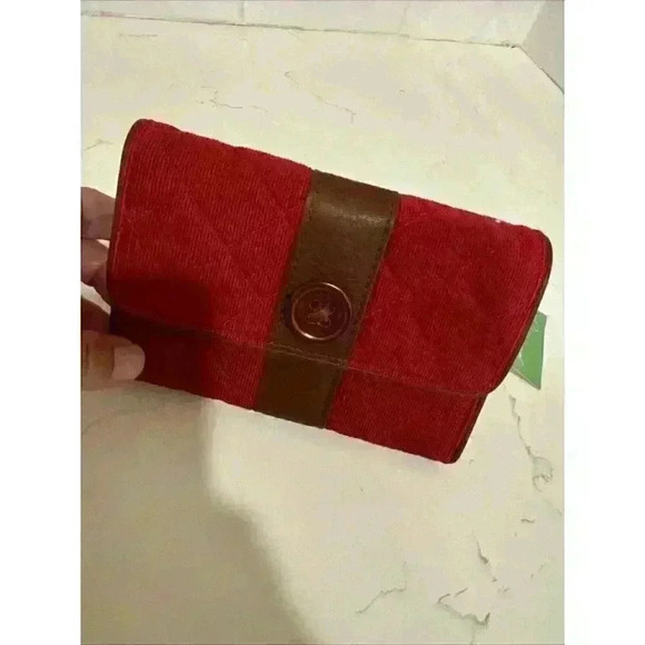 Vera Bradley Red Corduroy Large Wallet Tri-Fold Clutch Oversized NWT - Picture 4 of 10